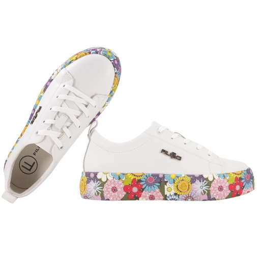 FILIPPO DP6048 PÓŁBUTY DAMSKIE SNEAKERSY NA PLATFORMIE SKÓRZANE białe