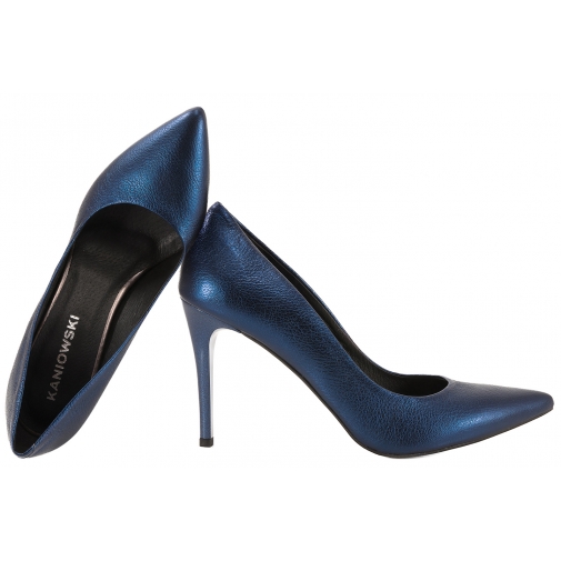 KANIOWSKI K-100/0362 CZÓŁENKA DAMSKIE SZPILKI SKÓRZANE granat metaliczny