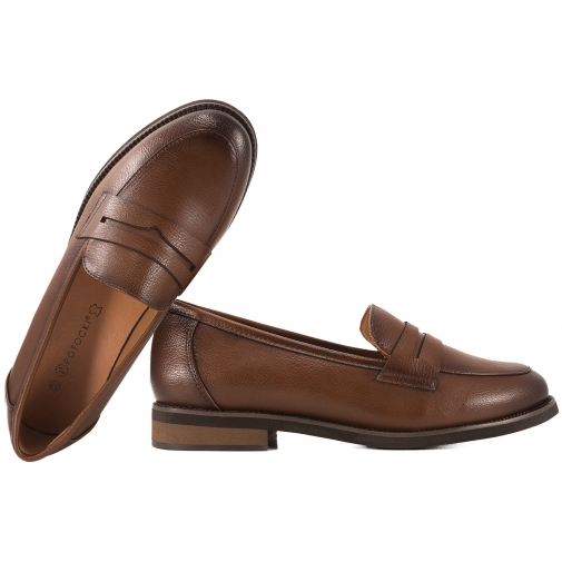 POTOCKI 26-19380 MOKASYNY DAMSKIE PÓŁBUTY LORDSY brązowe