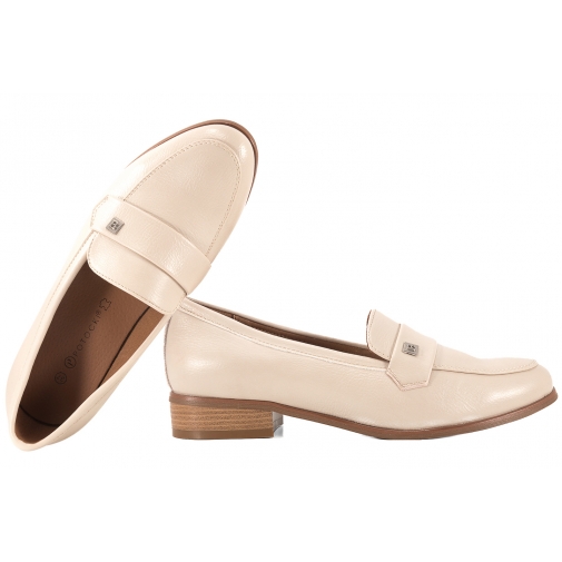 POTOCKI 26-12786 MOKASYNY DAMSKIE PÓŁBUTY LORDSY EKO beżowe
