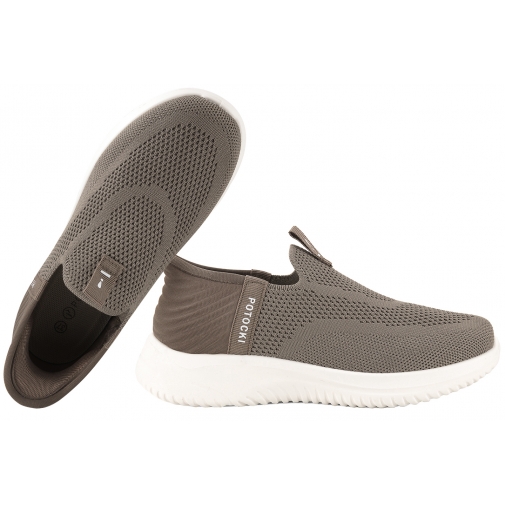 POTOCKI 26-01312 WSUWKI SPORTOWE PÓŁBUTY TEKSTYLNE DAMSKIE khaki