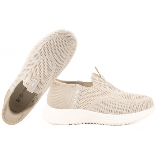 POTOCKI 26-01312 WSUWKI SPORTOWE PÓŁBUTY TEKSTYLNE DAMSKIE beżowe