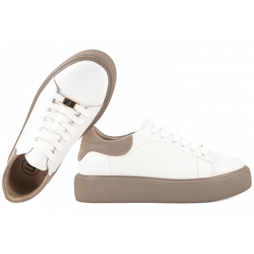 FILIPPO DP7502 PÓŁBUTY DAMSKIE SNEAKERSY NA PLATFORMIE SKÓRZANE białe