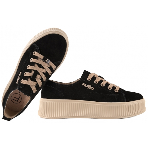 FILIPPO DP6122 PÓŁBUTY DAMSKIE SNEAKERSY NA PLATFORMIE SKÓRZANE czarne