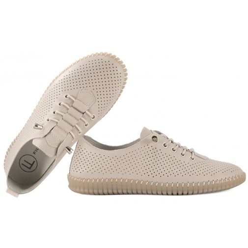 FILIPPO DP6140 AŻUROWE PÓŁBUTY DAMSKIE SNEAKERSY SKÓRZANE beżowe