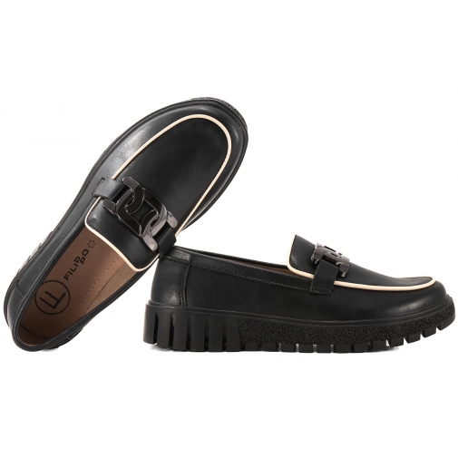 FILIPPO DP4728 MOKASYNY DAMSKIE NA PLATFORMIE PÓŁBUTY SKÓRA