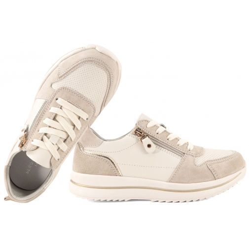 SERGIO LEONE SP-116 PÓŁBUTY SKÓRZANE DAMSKIE SNEAKERSY PU beżowe