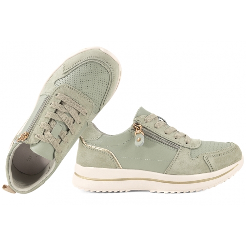 SERGIO LEONE SP-116 PÓŁBUTY SKÓRZANE DAMSKIE SNEAKERSY PU zielone