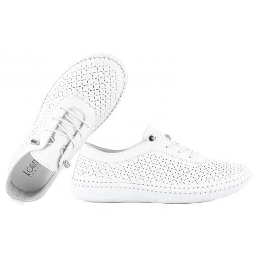 LORETTA VITALE I-02 PÓŁBUTY DAMSKIE TENISÓWKI SKÓRZANE AŻUROWE PU białe
