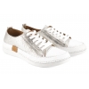 LORETTA VITALE 8260 PÓŁBUTY DAMSKIE TRAMPKI ZE SKÓRY SNEAKERSY srebrne