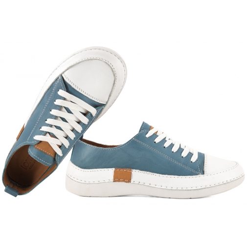 LORETTA VITALE 8260 PÓŁBUTY DAMSKIE TRAMPKI ZE SKÓRY SNEAKERSY blue