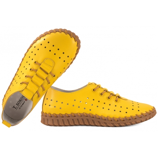 T.SOKOLSKI LYN W26-02 AŻUROWE PÓŁBUTY SKÓRZANE DAMSKIE PU żółte