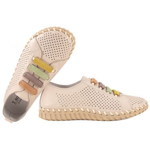 T.SOKOLSKI LYN W26-03 AŻUROWE PÓŁBUTY SKÓRZANE DAMSKIE beżowe