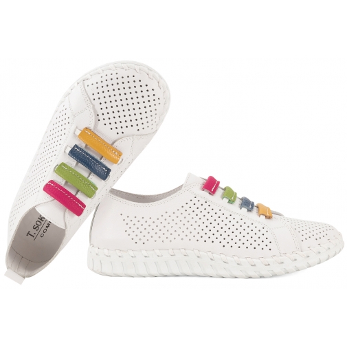 T.SOKOLSKI LYN W26-03 AŻUROWE PÓŁBUTY SKÓRZANE DAMSKIE białe