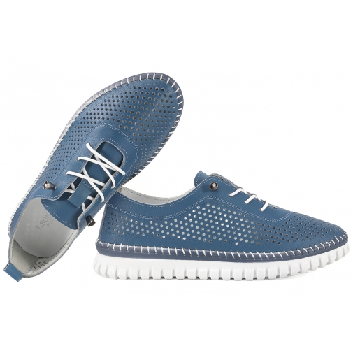 T.SOKOLSKI GU W025 AŻUROWE PÓŁBUTY SKÓRZANE DAMSKIE niebieskie