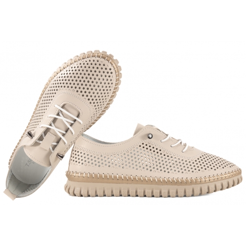 T.SOKOLSKI GU W025 AŻUROWE PÓŁBUTY SKÓRZANE DAMSKIE beżowe