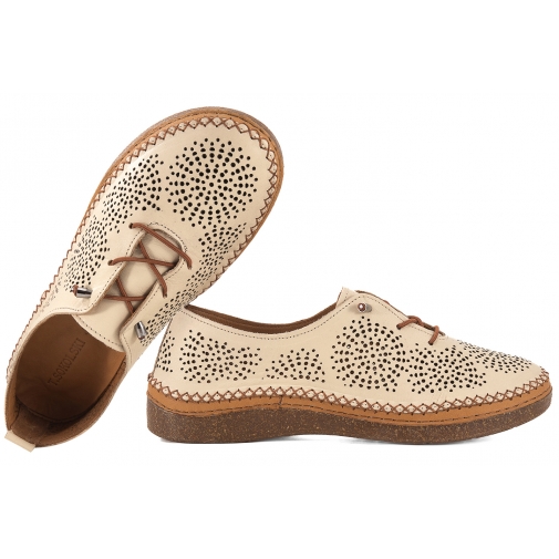 T.SOKOLSKI HH 8208B AŻUROWE PÓŁBUTY SKÓRZANE DAMSKIE beżowe