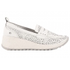 FILIPPO DP7544 AŻUROWE MOKASYNY PÓŁBUTY NA KOTURNIE SKÓRZANE białe