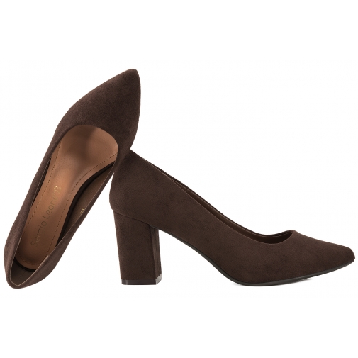 SERGIO LEONE PB414 CZÓŁENKA DAMSKIE PÓŁBUTY NA OBCASIE czekoladowe