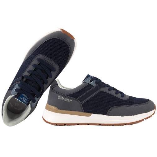 AMERICAN CLUB RH137 BUTY SPORTOWE SNEAKERSY MĘSKIE PÓŁBUTY PU granatowe