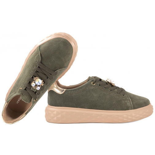 SERGIO LEONE SP-110 PÓŁBUTY ZAMSZOWE SNEAKERSY SKÓRZANE NA PLATFORMIE