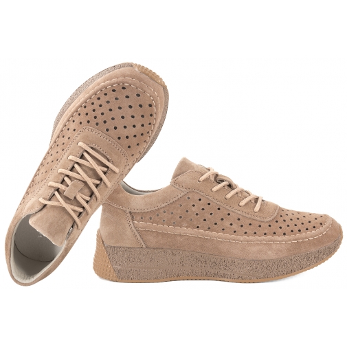 SERGIO LEONE SP-013 AŻUROWE PÓŁBUTY SKÓRZANE SPORTOWE SNEAKERSY ZAMSZ