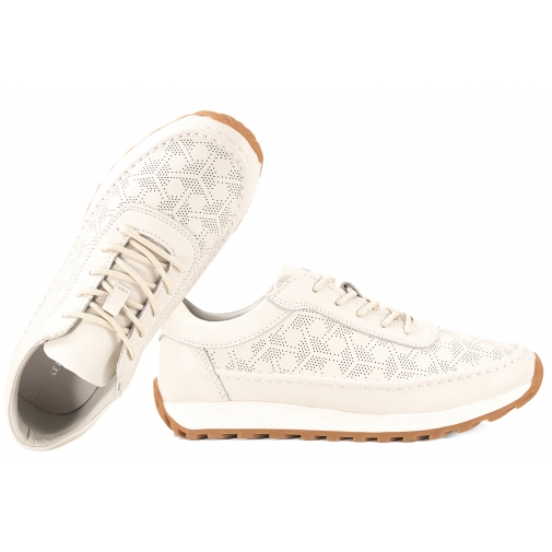 SERGIO LEONE SP-001 AŻUROWE PÓŁBUTY SKÓRZANE SPORTOWE SNEAKERSY beżowe