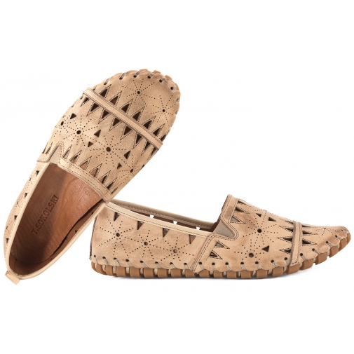T.SOKOLSKI KAR W1225 AŻUROWE MOKASYNY PÓŁBUTY SKÓRZANE WSUWKI beżowe