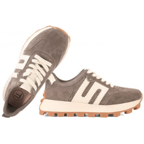 FILIPPO DP6743 PÓŁBUTY SPORTOWE DAMSKIE SNEAKERSY NA PLATFORMIE SKÓRZANE taupe