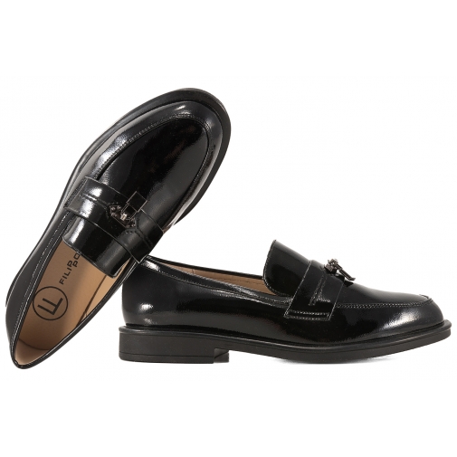 FILIPPO DP7751 PÓŁBUTY DAMSKIE LORDSY MOKASYNY SKÓRZANE LAKIERKI czarne