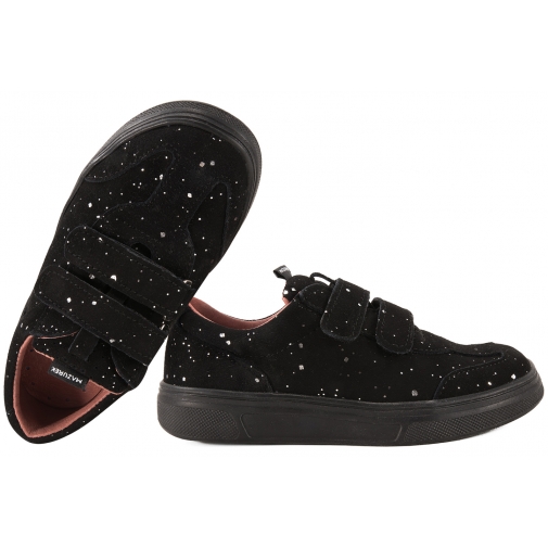 MAZUREK 1362 PÓŁBUTY DZIEWCZĘCE TRZEWIKI SKÓRZANE ZAMSZOWE czarne