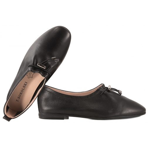 T.SOKOLSKI TS W26-236 BALERINY DAMSKIE PÓŁBUTY SKÓRZANE WSUWKI czarne