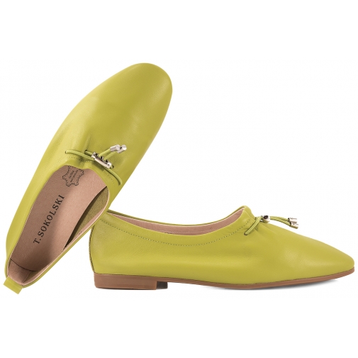 T.SOKOLSKI TS W26-236 BALERINY DAMSKIE PÓŁBUTY SKÓRZANE WSUWKI seledynowe