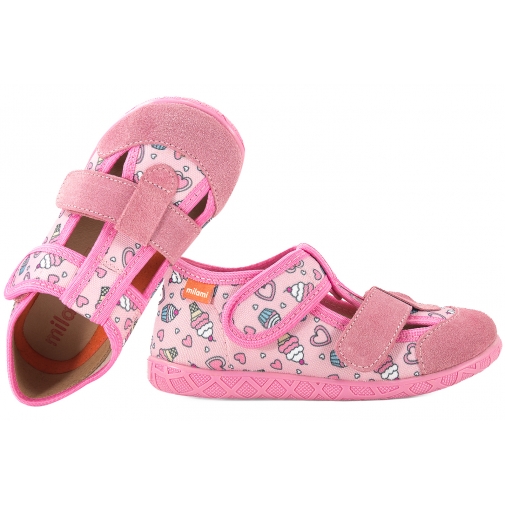 MILAMI 118-BR-62 BAREFOOT SANDAŁY TEKSTYLNE DOMOWE DZIEWCZĘCE KAPCIE PAPCIE RZEP