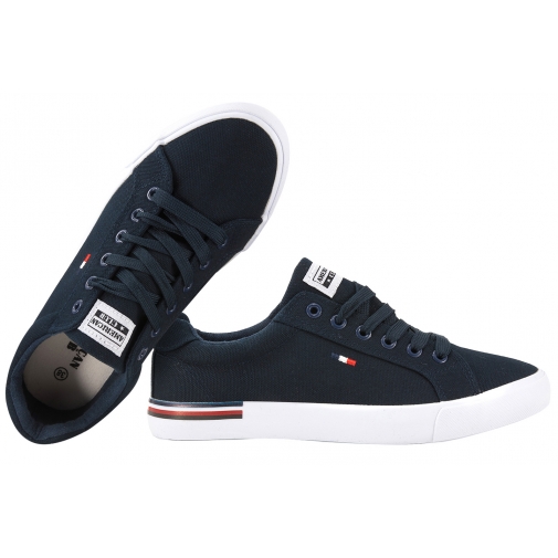 AMERICAN CLUB LH116 PÓŁTRAMPKI DAMSKIE TENISÓWKI TEKSTYLNE TRAMPKI granatowe