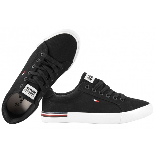 AMERICAN CLUB LH116 PÓŁTRAMPKI DAMSKIE TENISÓWKI TEKSTYLNE TRAMPKI czarne
