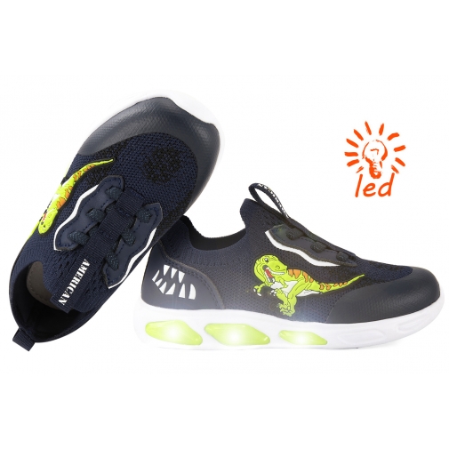 AMERICAN CLUB ES205 BUTY SPORTOWE CHŁOPIĘCE ŚWIECĄCE PODESZWY SNEAKERSY WSUWKI