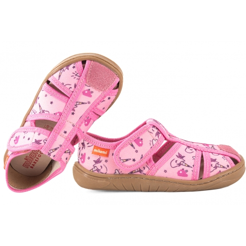 MILAMI BF9 BR-41 BAREFOOT SANDAŁY TEKSTYLNE DOMOWE DZIEWCZĘCE KAPCIE PAPCIE RZEP