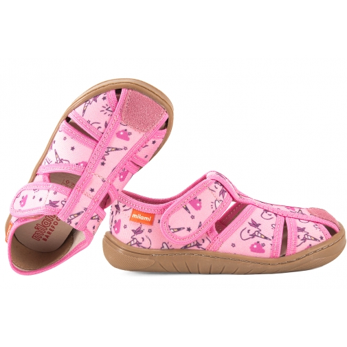 MILAMI BF9C-BR-41 BAREFOOT SANDAŁY TEKSTYLNE DOMOWE DZIEWCZĘCE KAPCIE PAPCIE RZEP