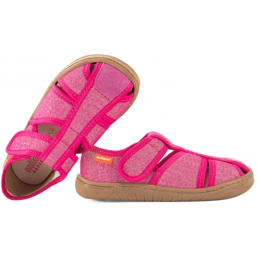 MILAMI BF9C-BR-39 BAREFOOT SANDAŁY TEKSTYLNE DOMOWE DZIEWCZĘCE KAPCIE PAPCIE RZEP