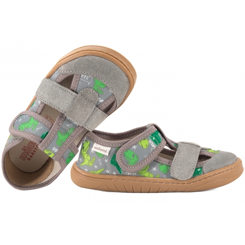 MILAMI BF10C-BR-60 BAREFOOT TEKSTYLNO-SKÓRZANE PÓŁBUTY SANDAŁY DOMOWE KAPCIE