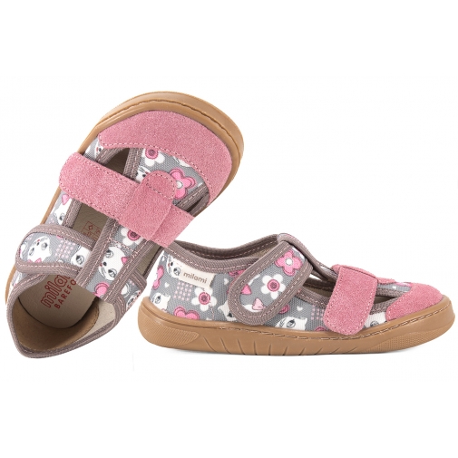 MILAMI BF10C-BR-12 BAREFOOT TEKSTYLNO-SKÓRZANE PÓŁBUTY SANDAŁY DOMOWE KAPCIE