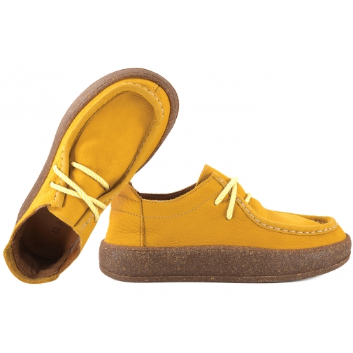 RAVINI 241094 SKÓRZANE PÓŁBUTY DAMSKIE NUBUK żółte