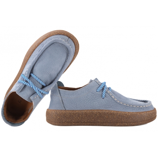 RAVINI 241094 SKÓRZANE PÓŁBUTY DAMSKIE NUBUK błękitne