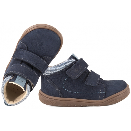EMEL E2145C-5 BAREFOOT TRZEWIKI SKÓRZANE DZIECIĘCE PÓŁBUTY NUBUK granatowe