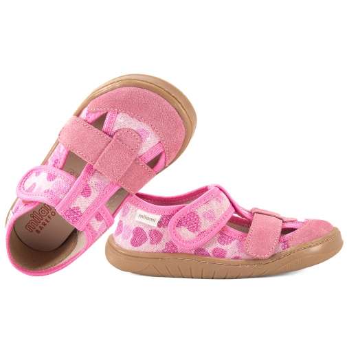 MILAMI BF10-BR-48 BAREFOOT TEKSTYLNO-SKÓRZANE PÓŁBUTY SANDAŁY DOMOWE KAPCIE