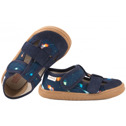 MILAMI BF10-BR-10 BAREFOOT TEKSTYLNO-SKÓRZANE PÓŁBUTY SANDAŁY DOMOWE KAPCIE