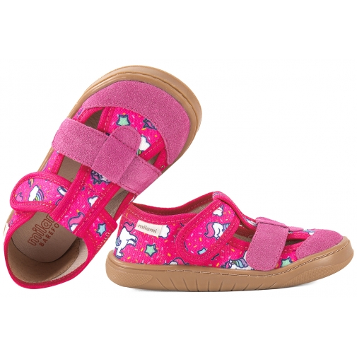 MILAMI BF10C-BR-59 BAREFOOT TEKSTYLNO-SKÓRZANE PÓŁBUTY SANDAŁY DOMOWE KAPCIE