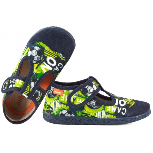 MILAMI 112-BR-2 TEKSTYLNO-SKÓRZANE KAPCIE DOMOWE CHŁOPIĘCE PAPCIE RZEP