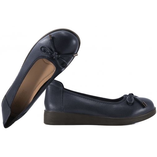 LORETTA VITALE W9947 BALERINY SKÓRZANE DAMSKIE PÓŁBUTY NA KOTURNIE granatowe